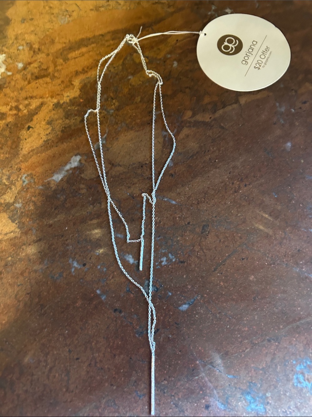 Gorjana Silver Layered Bar Lariat Necklace